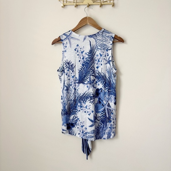 Hale Bob Tie Front Tank Top Small Blue White Floral - Picture 4 of 8